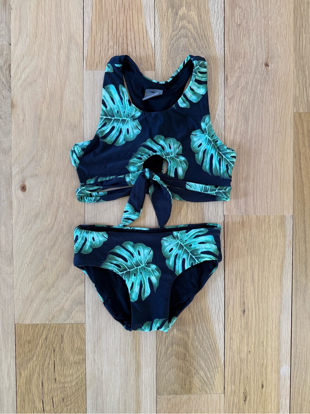 Malai Swimwear Kids Tropical Leaf Two-Piece Swimsuit